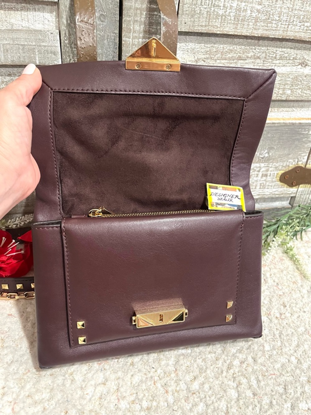 MICHAEL KORS CeCe Studded Convertible Crossbody Burgundy EUC! - Picture 10 of 13